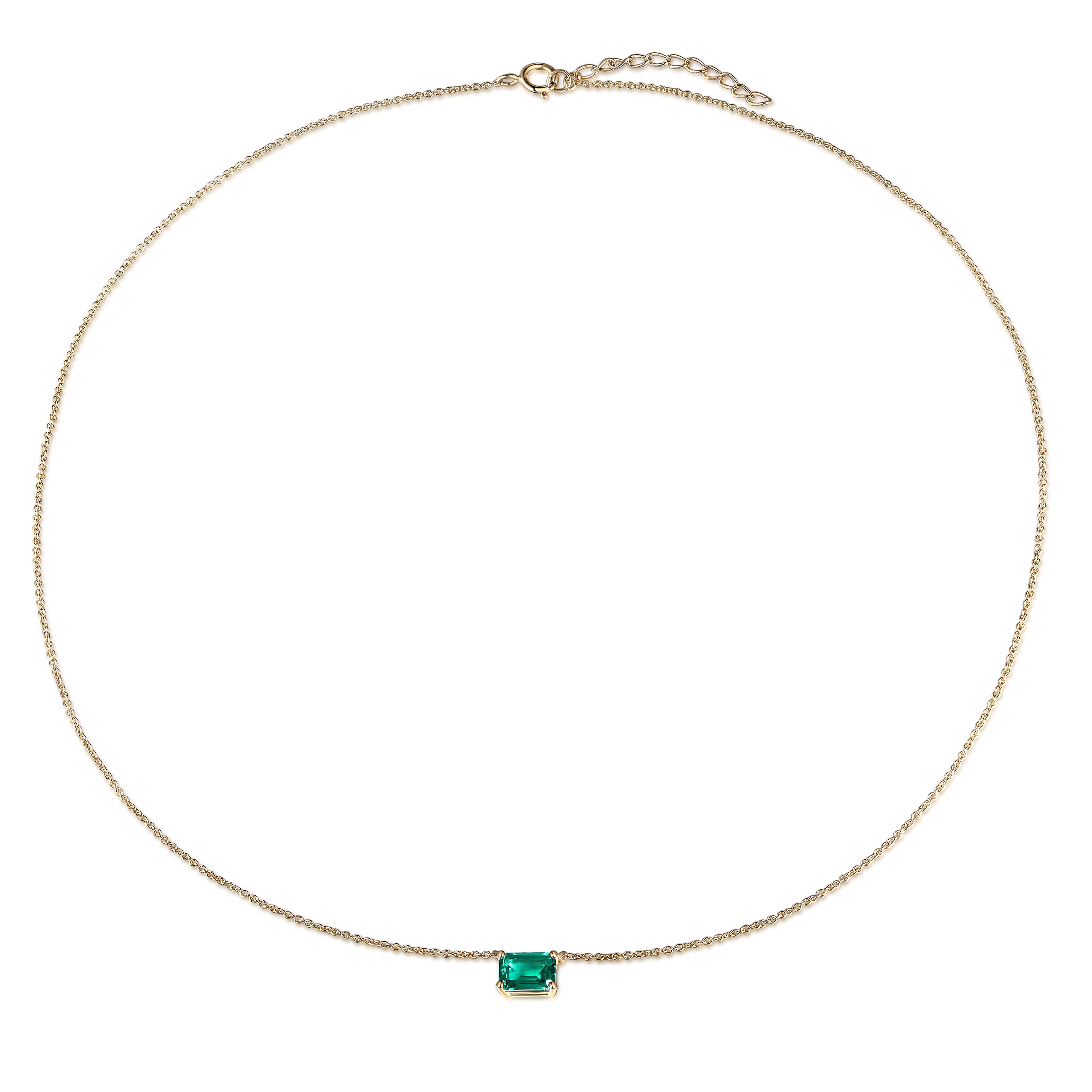 lab emerald necklace in 10 karat yellow gold