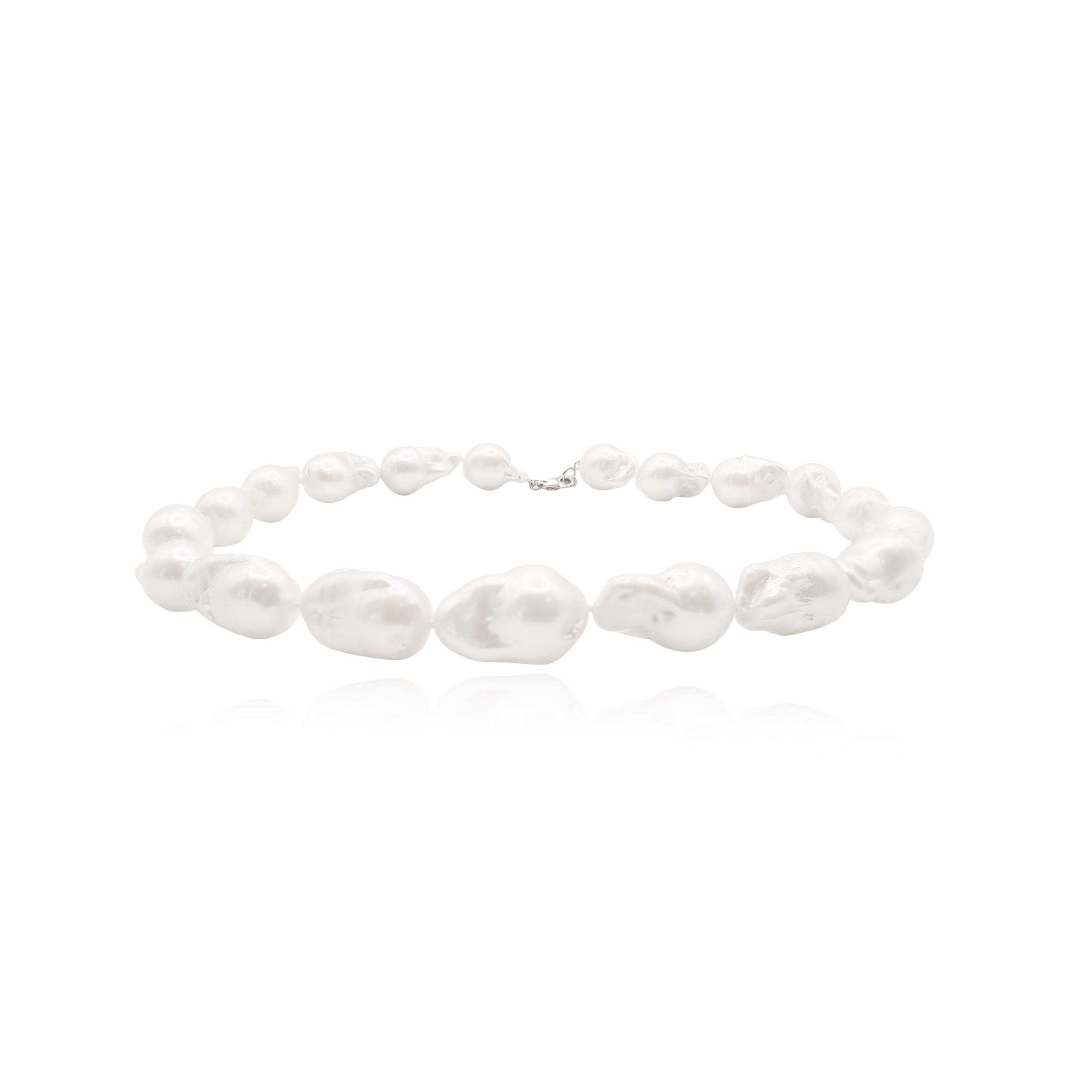chunky baroque pearl necklace with sterling silver backing