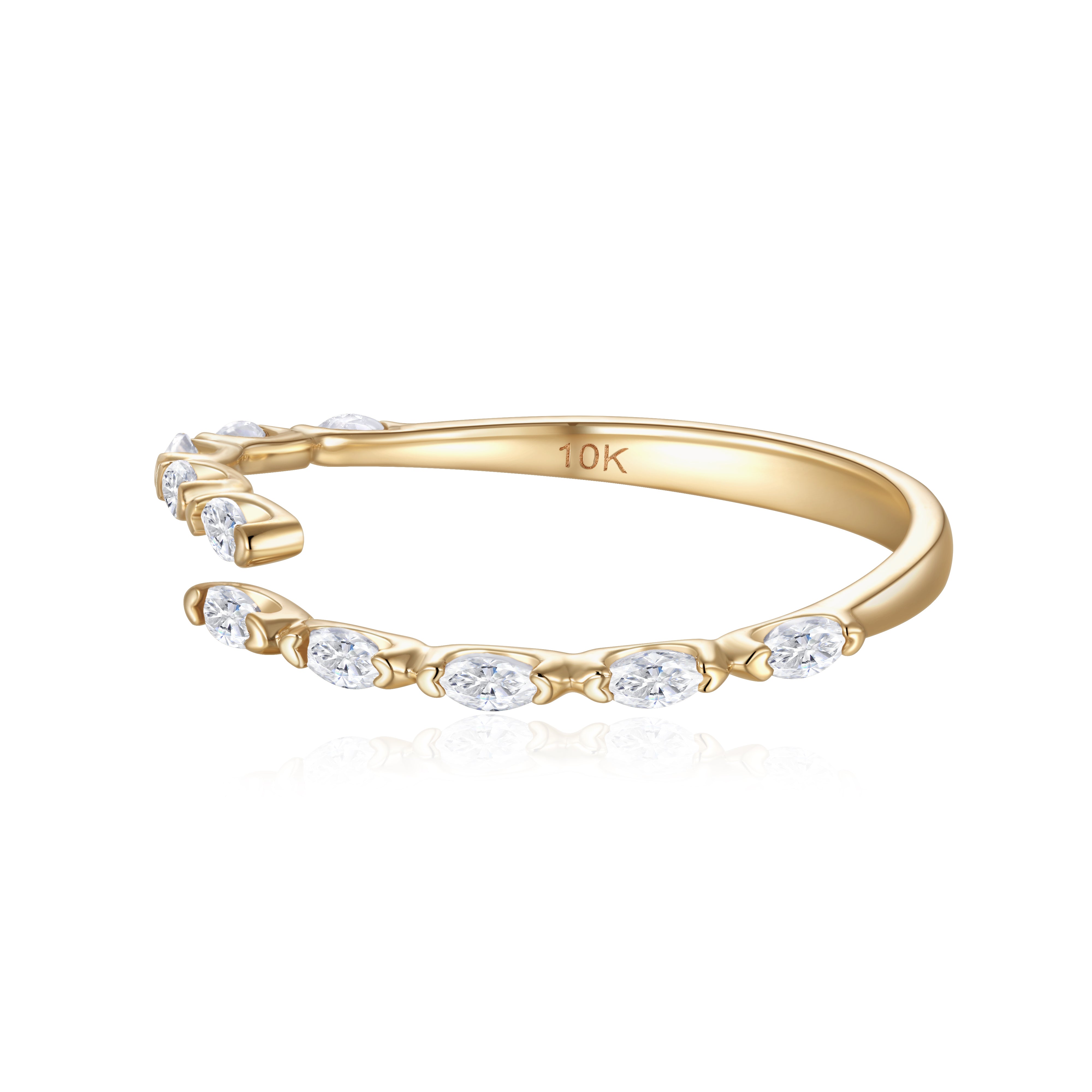 10 karat yellow gold wrap ring with white sapphire stones
