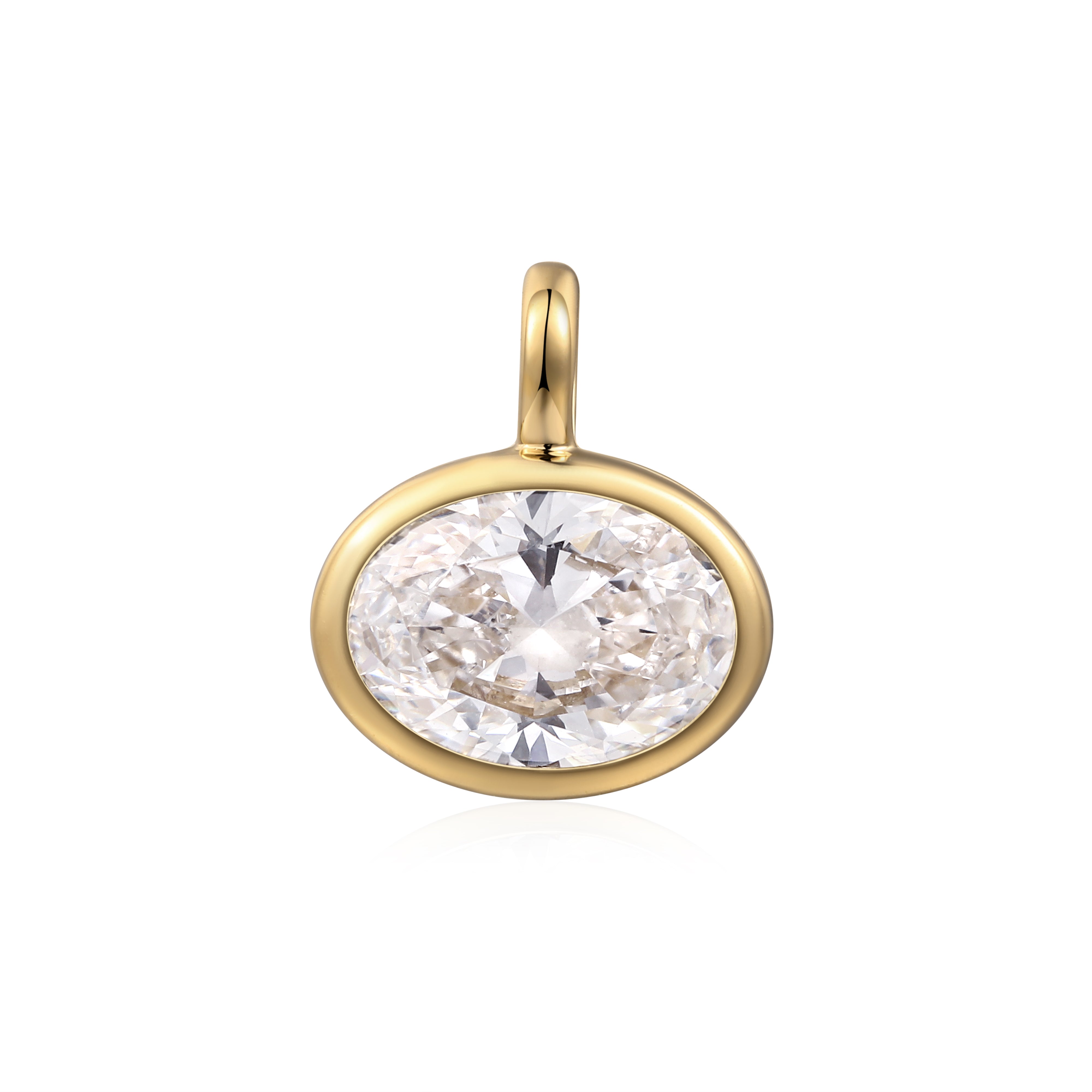 oval lab diamond pendant in 10 karat yellow gold