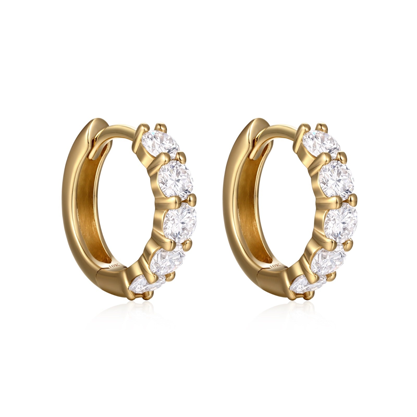 lab diamond huggie earrings in 10 karat yellow gold