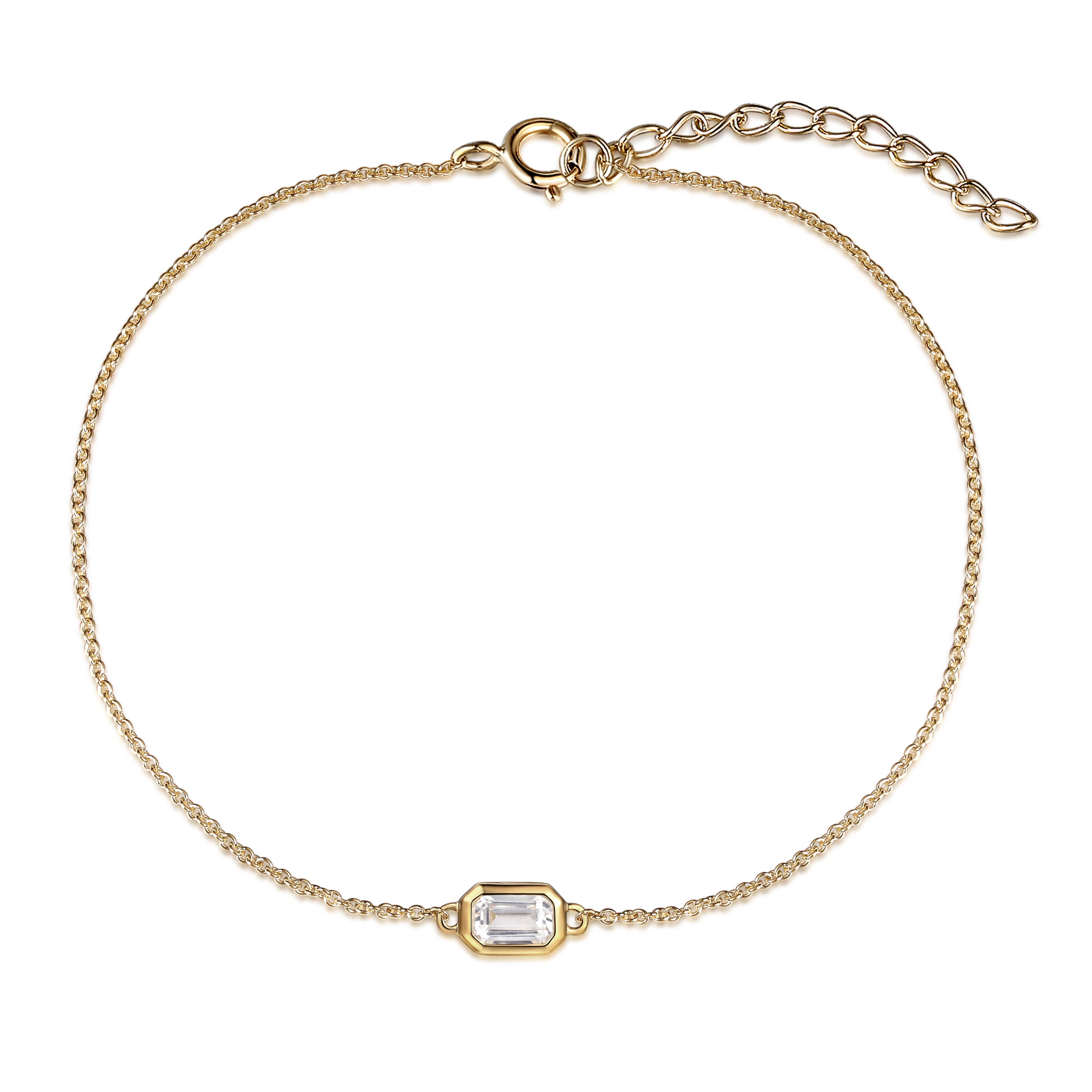 dainty solid gold bracelet with white sapphire