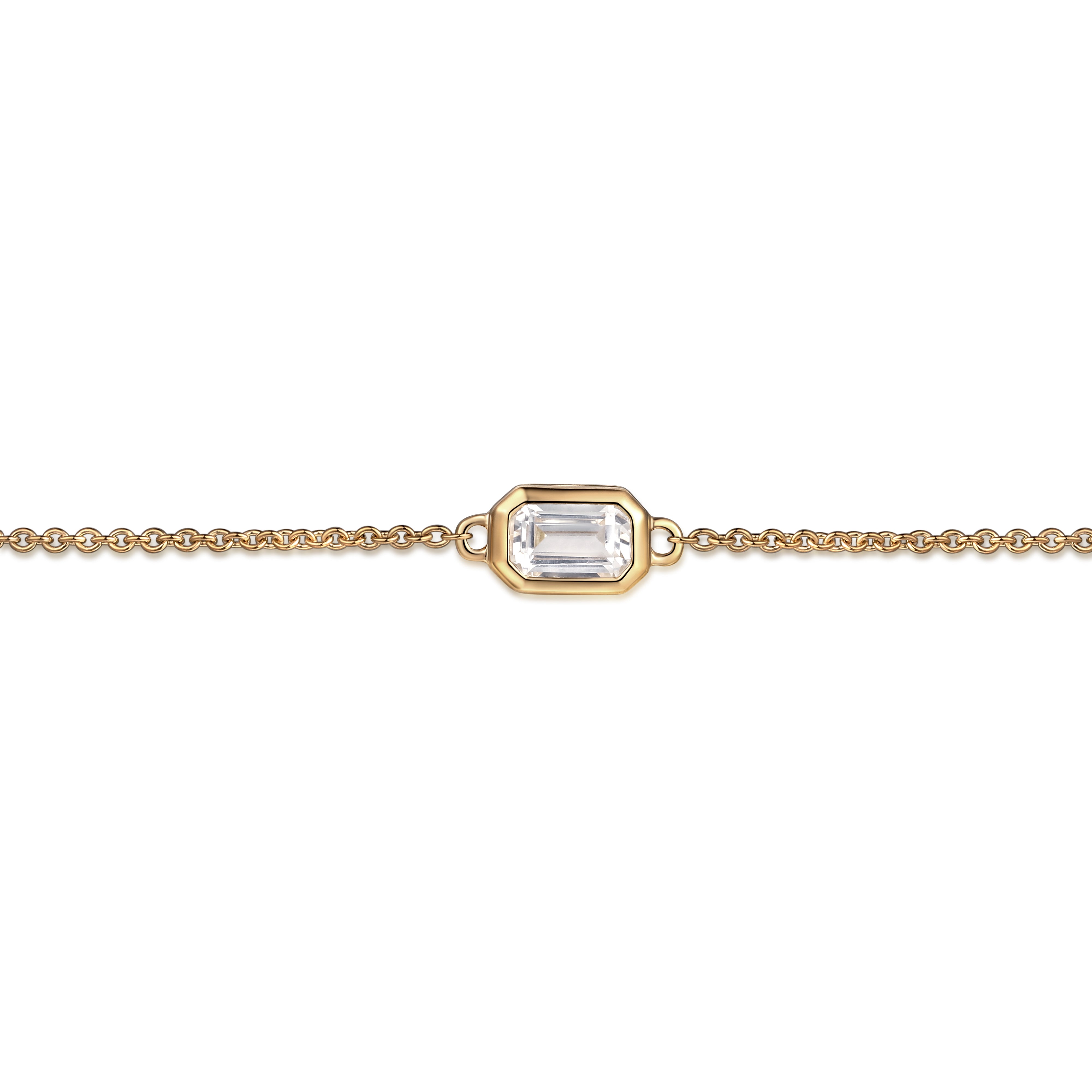 dainty solid gold bracelet with white sapphire