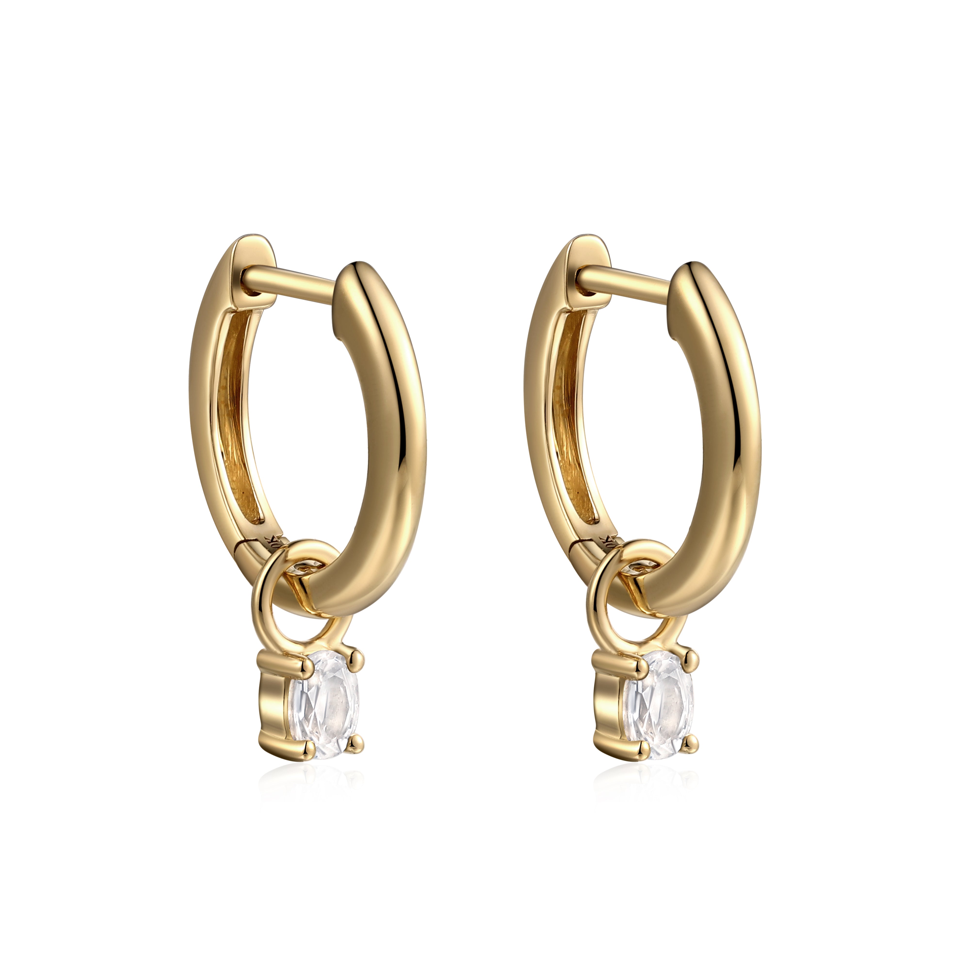 gold hoop earrings with detachable drop - earring charms 