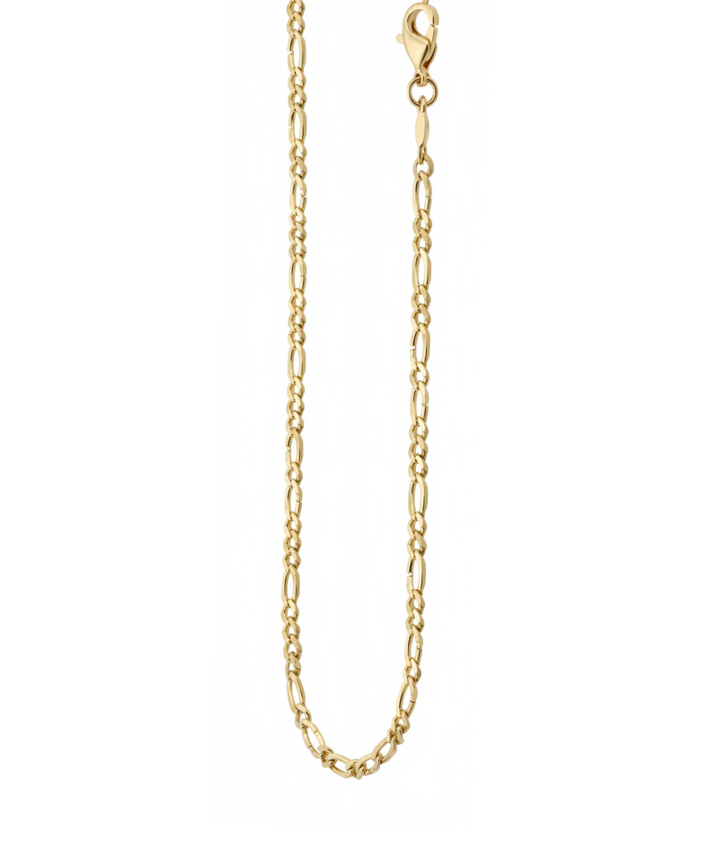 9 karat yellow gold figaro chain with alternating oval and round links