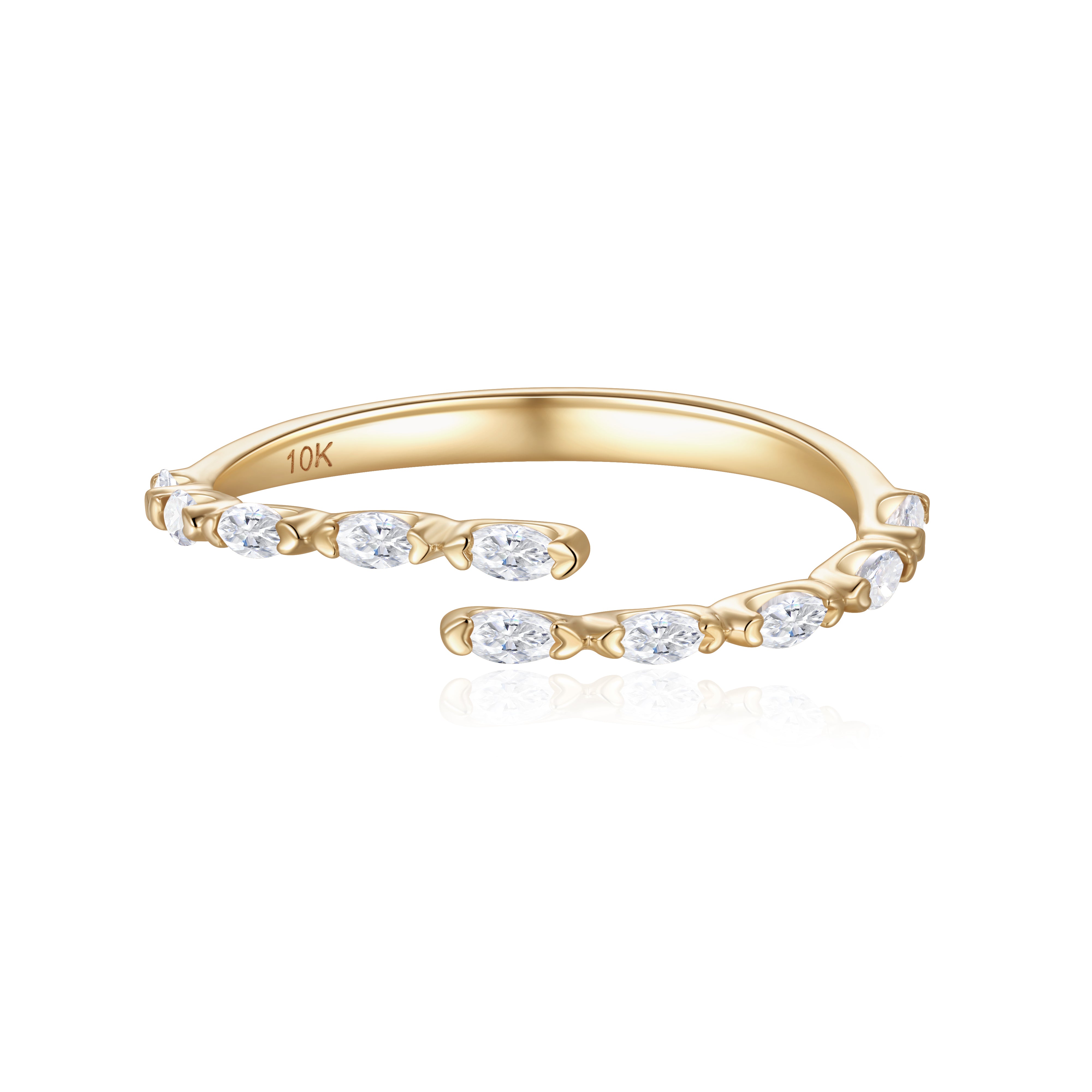 yellow gold wrap ring with white sapphire stones