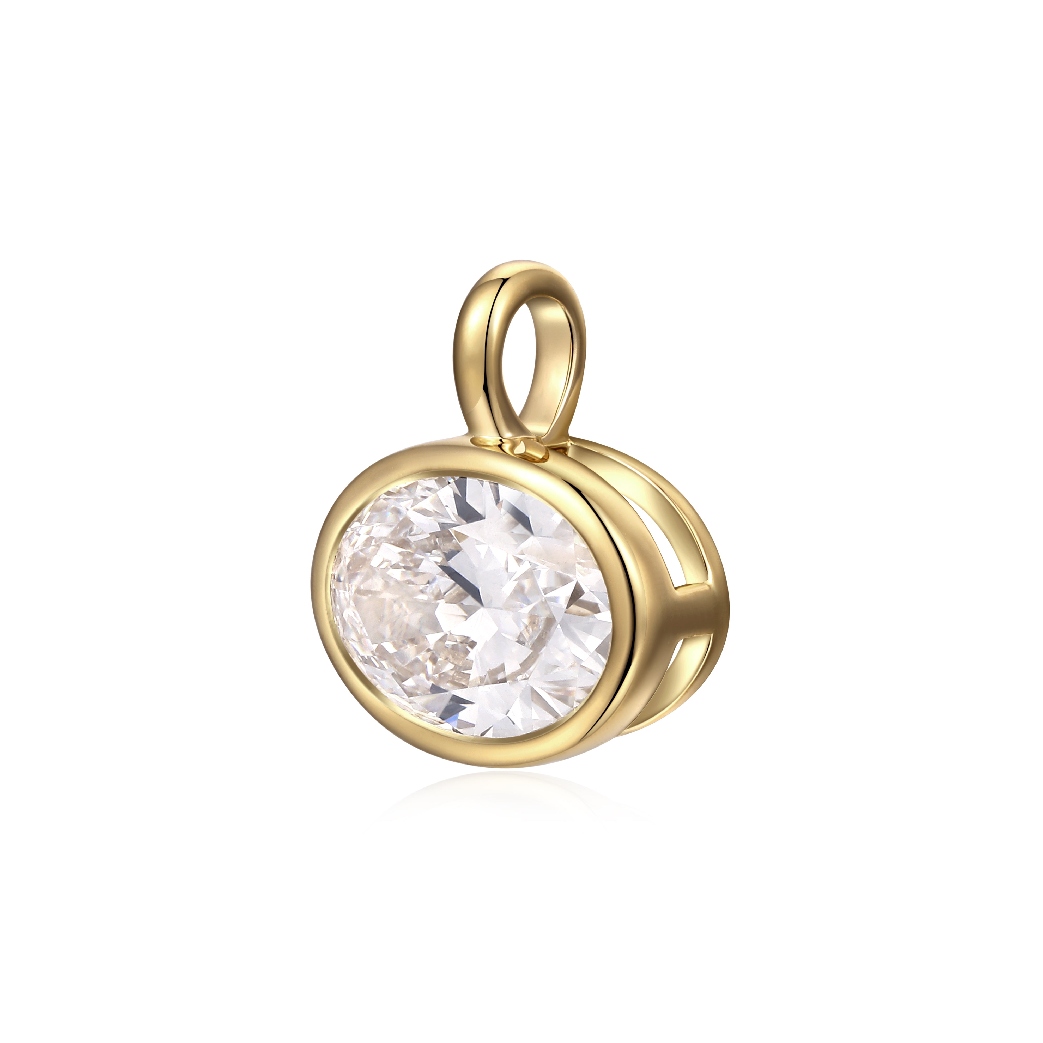 oval lab diamond pendant in 10 karat yellow gold
