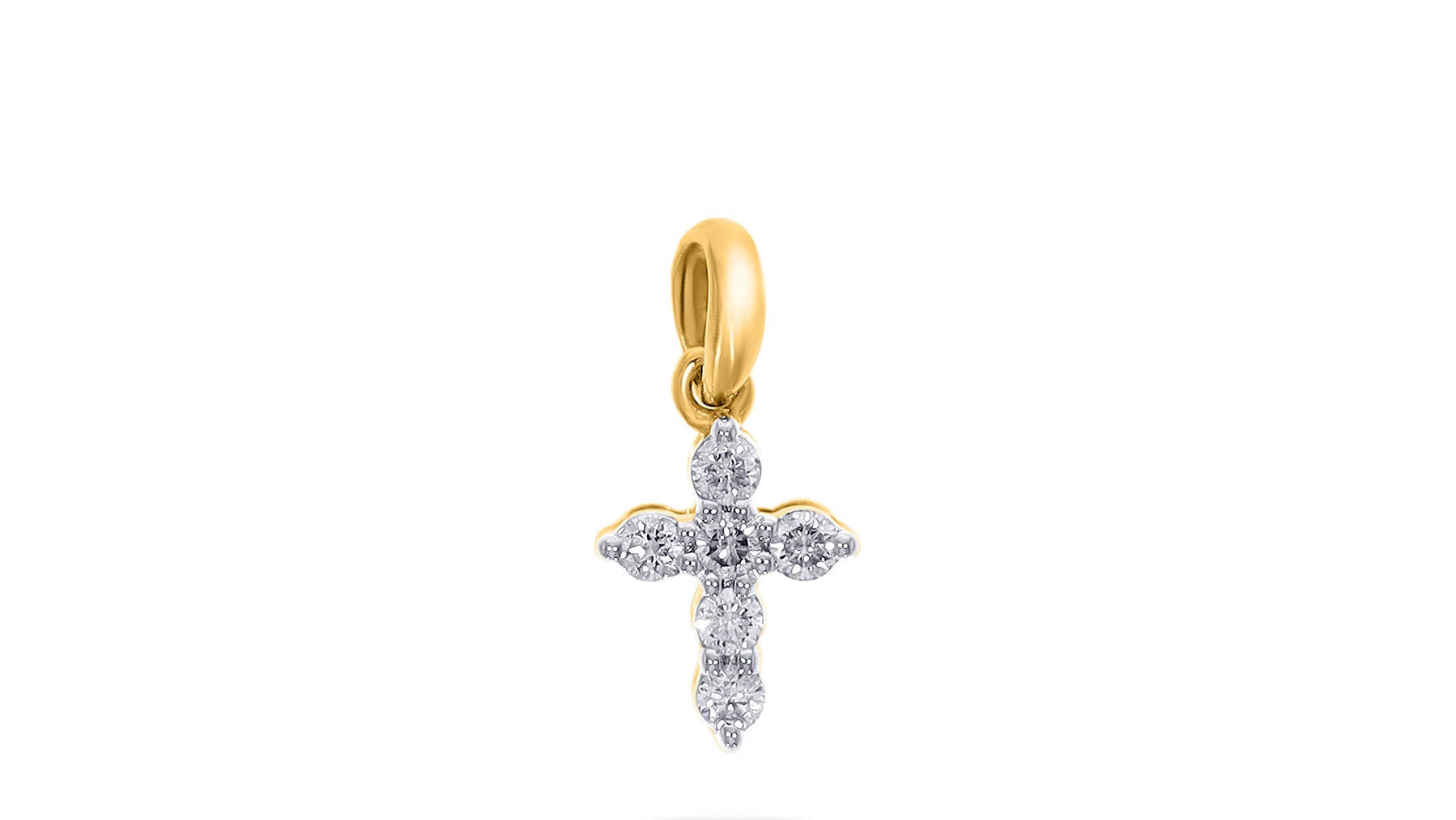 mini diamond cross pendant in yellow gold 