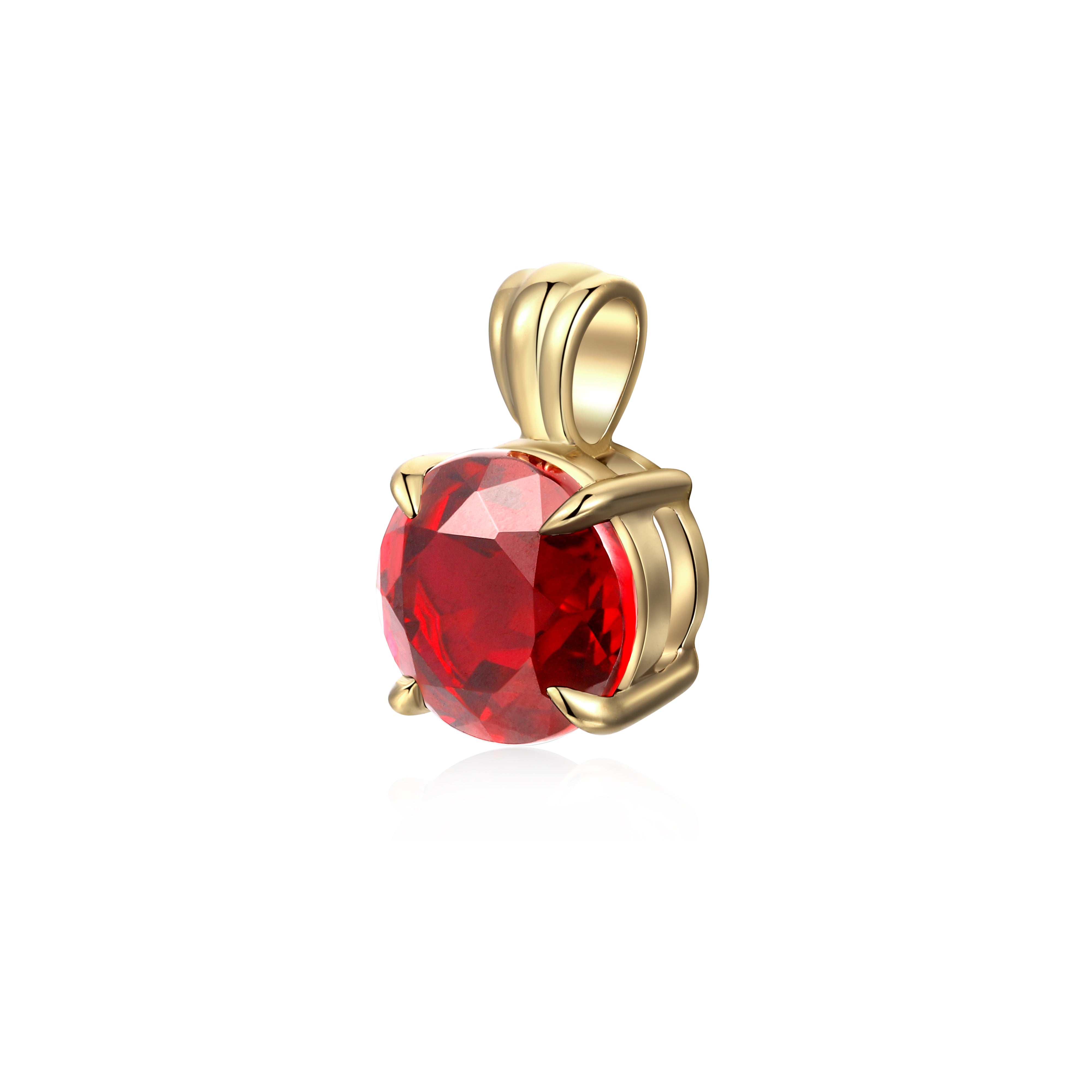 lab ruby pendant in 10 karat yellow gold