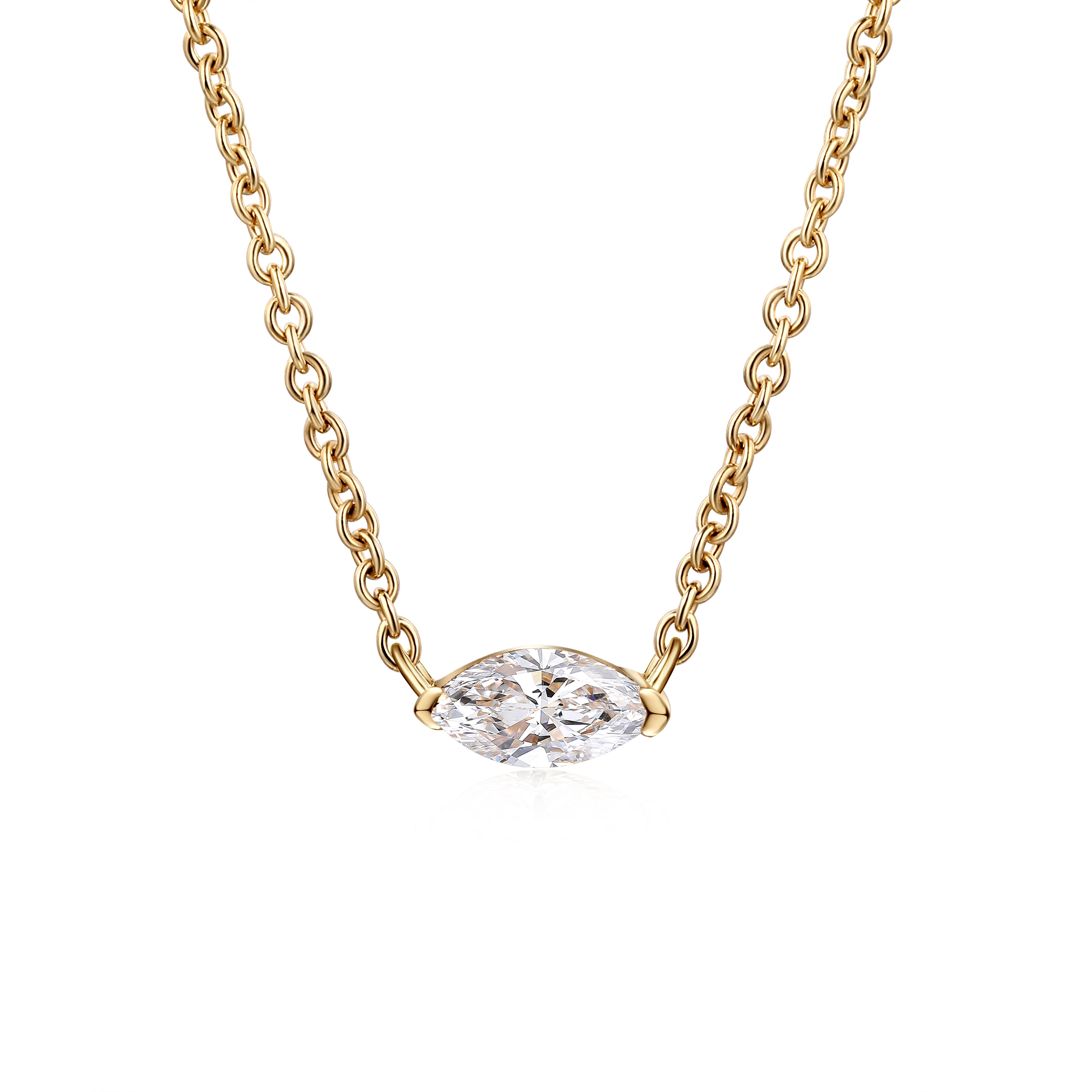 marquise lab diamond necklace in 10 karat yellow gold