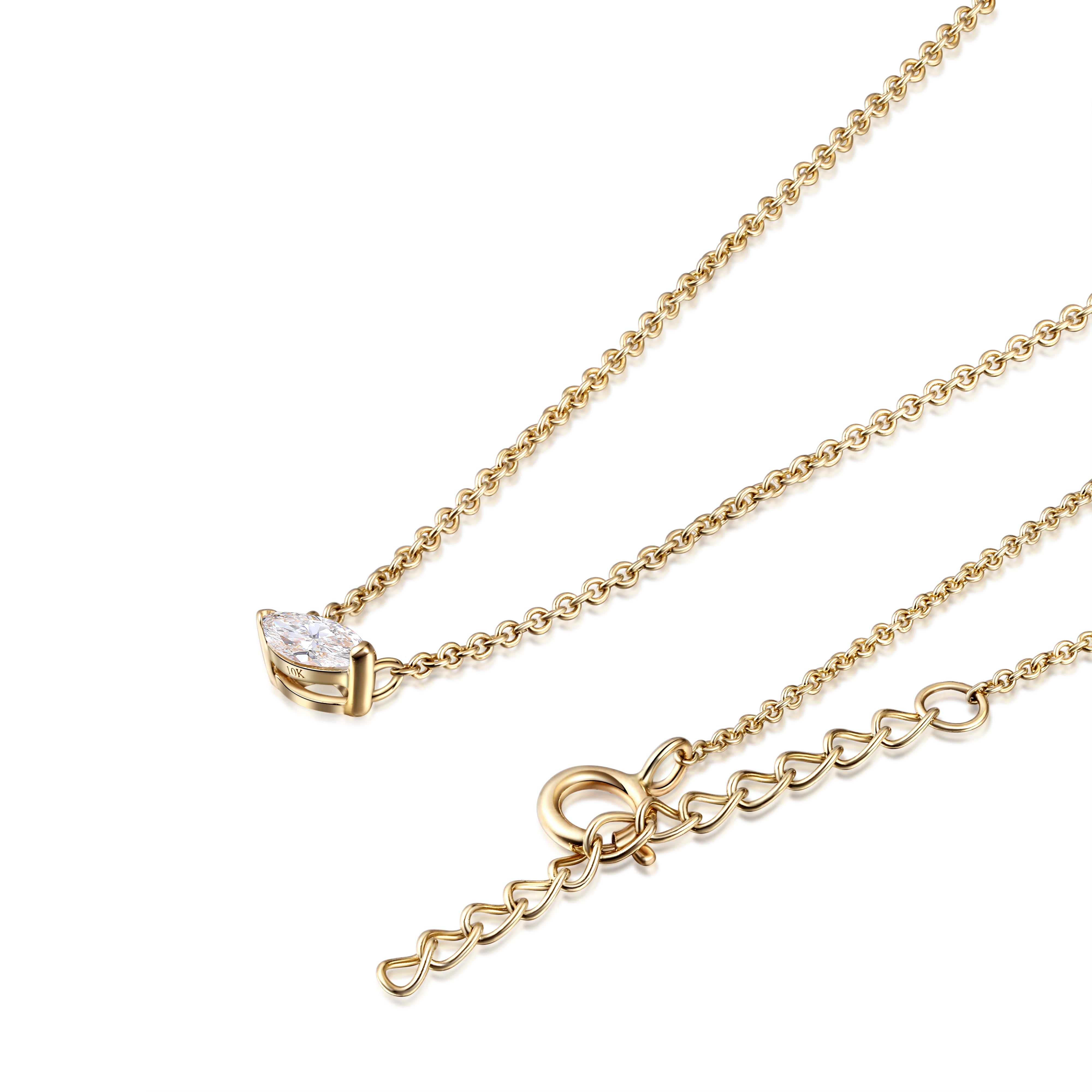 marquise lab diamond necklace in 10 karat yellow gold